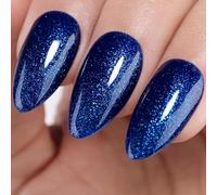 Imtiti Starry Night Blue Glitter Gel Nail Polish - 15ml Midnight Sapphire Shimmer Soak Off UV LED Color Gel, HEMA & TPO Free Formulation, Glossy Finish for DIY Manicure at Home