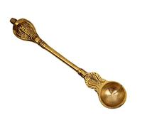 IMTRA FASHION Handmade Brass Pooja Spoons 1 Pc Indian Temple Décor Small Achmani Charnamrit Spoon for Puja Havan
