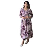 IMTRA FASHION Women's Rayon Aliya Cut Kurti Set Floral Printed Printed A-Line Dress Purple