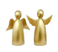 Imtrub Angel Statues and Figurines, Angels Resin Statue Figurine, Decoration 2 Piece Golden Resin Figure for Bedside Table Living Room Tv Cabinet Bookshelf Bathroom Bedroom Kitchen Desk