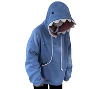 Imtrub Animal Hoodie - Cute Long Sleeve Blue Hoodies Shark Shape | Couple Pullover Animal Hooded Cartoon Sweatshirt for Men Women