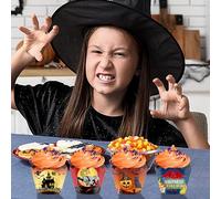 Imtrub Halloween Cupcake Liners | Dessert Wrap,Spooky Halloween Dessert Liners for Home Kitchen Bakery Birthday Party Wedding Graduation Picnic