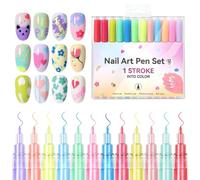 Imtrub Nail Graffiti Pen | Vibrant Colors Smudge-proof Quickly Drying Nail Painting Pen - 12x Polish Sticks Liquid, Liner Tool for Detailed Designs