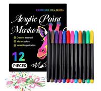 Imtrub Paint Pens | Crafts Making Markers | Acrylic Pens 12 Colors Drawing Coloring for Glass Fabric Wood Canvas Rock Crafts Scrapbook Adults Art Supplies