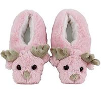 IMTY Kids Girls Boys Unisex Novelty Reindeer Christmas Festive Winter Warm Xmas Slip On Fluffy Animal Faux Fur Slippers (Pink, uk_footwear_size_system, big_kid, numeric, medium, numeric_2_point_5)