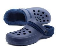 IMTY Mens Clogs Warm Fur Lined Thermal Garden Clogs Slip On Lightweight EVA Slippers Indoor House Shoes Shower Sandals (Navy, UK Footwear Size System, Adult, Men, Numeric, Medium, 7)