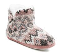 IMTY Womens Ankle Boot Slippers Knitted Fair Isle Warm Faux Fur Lined Slip On Cosy Lightweight Snuggle Booties (Pink, UK Footwear Size System, Adult, Women, Numeric, Medium, 5)