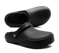 IMTY Womens Clogs Warm Fleece Lined Thermal Waterproof Lightweight EVA Garden Clogs Kitchen Nurse Faux Fur Slippers House Shoes (Black, UK Footwear Size System, Adult, Women, Numeric, Medium, 4)
