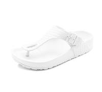 IMTY Womens Ladies Lightweight EVA Toe Post Slip On Flat Beach Summer Pool Slides Water Shoes Flip Flops Sandals (White, UK Footwear Size System, Adult, Women, Numeric, Medium, 3)