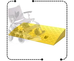 IMUNKT 2 3 4 5 6 Inch Rise Curb Ramp, Wheelchair Threshold Ramp, Rubber Kerb Ramps, Non-Slip Ramp For Driveway, Sidewalk, Car, Scooter, Supermarkets Entrance, Garage(Yellow,50x40x17cm)