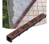 IMUNKT 2" 3" 4" Wide Channel Drain Kit Wood Grain Finish Shallow Trench Drain Yard Sidewalk Pool Kitchen Drainage Ditch U Shape Jointable Shower Floor Drain(Type 2,W 7.5cm(3"))