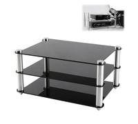 IMUNKT Acrylic Audio Component Rack Small HiFi Media Stand Desktop DAC Headphone Amp Holders Clear/Black CD Player Stand 2-Layer(Black)