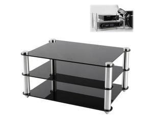 IMUNKT Acrylic Audio Component Rack Small HiFi Media Stand Desktop DAC Headphone Amp Holders Clear/Black CD Player Stand 2-Layer(Black)