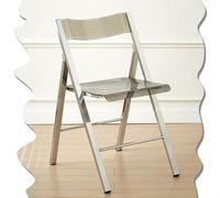 IMUNKT Acrylic Folding Chair Transparent Stackable Chairs Modern Dining Chair Armless Foldable Clear Stool, Plastic Panel & Metal Frame, For Home Living Room(Grey)