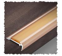 IMUNKT Aluminum Stair Nosing Edge Trim 3ft Stair Nose Molding Thickened Non-Slip Stair Edge Protector L Shaped Stair Treads Staircases Pad(Gold,W52mm-2in)
