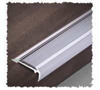 IMUNKT Aluminum Stair Nosing Edge Trim 3ft Stair Nose Molding Thickened Non-Slip Stair Edge Protector L Shaped Stair Treads Staircases Pad(Silver,W52mm-2in)
