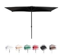 IMUNKT Balcony Half Umbrella Rectangular Patio Umbrella 6.5/8/9ft Outdoor Wall Parasol Adjustable Height Deck Umbrella Burgundy/Black/coffee/beige/khaki(Black,270x150cm/9x5ft)