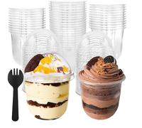 imuounl 50Pcs Dessert Cups with Dome Lids 12oz/360ml Reusable Plastic Dessert Cups Clear Cheesecake Pots Containers for Cupcake,Pudding,Snacks,Yogurt,Parfait,Fruits,Mousse Party,Birthday