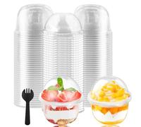 imuounl 50Pcs Dessert Cups with Dome Lids 8oz/240ml Reusable Plastic Dessert Cups Clear Cheesecake Pots Containers for Cupcake,Pudding,Snacks,Yogurt,Parfait,Fruits,Mousse Party,Birthday