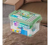 imuounl Medicine Storage Box, Medicine Container Box, First Aid Box Household Medicine Container For Medicine Storage, 2-Layer Multi Grid Medicine Box, Portable with Lid Medication Storage Box (L)