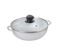 IMUSA Caldero Stock Pot with Glass Lid 4.3QT, 26cm, Cast Aluminum, Perfect for Serving Small Groups, Riveted Handles, Made in Colombia, Silver