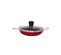 IMUSA Mini Fry Pan 5.8” Nonstick Skillet, Caribbean Red Ceramic Egg Pan with Glass Lid, Small Aluminum Cookware for Single Servings, PFAS Free