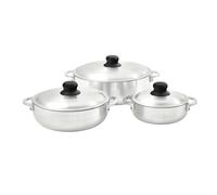 IMUSA USA 3 Piece Natural Aluminum Caldero Set (1.6/3.2/4.6 Quart), Silver