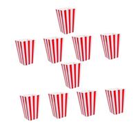 IMUSINICE 10pcs Red Paper Popcorn Boxes for Party and Festivals Classic Printed Striped Popcorn Holders Small Candy and Containers for Adults