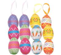 IMUSINICE 12pcs Easter Egg Hanging Ornaments Set, Sturdy Decorative Egg Models for Easter Tree Decorations and DIY Holiday Scene Display