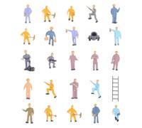IMUSINICE 25pcs 1:87 Scale Plastic People Figurines Construction Worker Figures for Sand Table Layout with Vivid Look and Safe Material Suitable