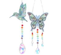 IMUSINICE 2pcs DIY Acrylic Diamond Drawing Rhinestone Animal Pendants with Vivid and Appealing Look, Handmade Wind Bell Ornaments for Home Decor and Parties