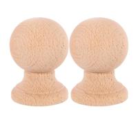 IMUSINICE 2pcs Hardwood Ball Finial, Solid Wood Decorative Finial, Khaki, Ball Shape, Easy Installation, Strong Loadbearing Capacity, for Curtain Rods and Bed Posts, DIY Crafts and Indoor