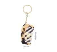IMUSINICE 2Pcs Mini Wide Tooth Comb Keychains Portable Detangling Combs for Curly Hair with Keyring Beige and Light Leopard Pattern 5.3Cm X 3.1Cm Random Color Random Color