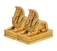 IMUSINICE 2pcs Resin Desktop Ornament Egyptian Sphinx Statue with Details and Fine Workmanship, Golden Color, Delicate Appearance for Home and Bookcases Decoration, for History Enthusiasts