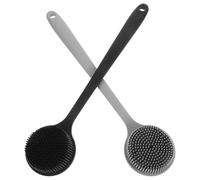 IMUSINICE 2pcs Silicone Shower Body Brush with Long Handle for Gentle Exfoliating and Massage Effects, Easy to Hold Bathing Body Brush for Travel