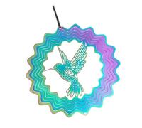 IMUSINICE 3d Rainbow Stainless Steel Hummingbird Wind Catching Ornament Rotating in The Wind Visual Appeal Lawn Ornaments Hanging Garden Decoration for Backyard Lawns