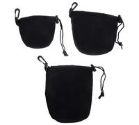 IMUSINICE 3pcs Camera Lens Case Set Neoprene Drawstring Pouches for Outdoor Storage, Protects Against Moisture with Carabiner and Reinforced Clip, Suitable for Camera Lens