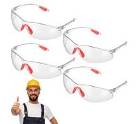 IMUSINICE 4pcs Construction Safety Glasses Protective Eyewear with Silicone Frame and Impact-resistant Lenses, Sturdy and Long Serving Life Goggles for Laboratory and Cycling Use