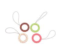 IMUSINICE 4pcs Donut Pendant Phone Lanyards with Wrist Strap, Brown Pink Beige Green Cute Phone Hanging Rope Accessories for Mobile and Camera Decoration