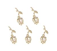IMUSINICE 5pcs Rose Nail Art Decorations Copper Inlay Zircon, Elegant Golden DIY Nail Studs for Decorative Effect, for Graduation Party or Stage Performance
