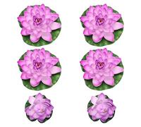 IMUSINICE 6pcs Artificial Lotus Flowers Plastic Pond Plants Small Ring Floating Home and Garden Decoration for Indoor and Outdoor