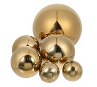 IMUSINICE 6pcs Stainless Steel Mirror Gazing Balls with Golden Polished Finish, Hollow Reflective Spheres for Outdoor Garden, Patio Ornament, and Holiday Decor with Weather Resistance