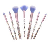 IMUSINICE 7pcs Portable Travel Makeup Brush Set with Blue Nylon Bristles and Plastic Handles Compact 7 Piece Cosmetics Brushes Kit for Girls and Women