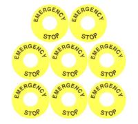 IMUSINICE 8pcs Emergency Stop Button Warning Ring Sturdy Yellow Pvc Safety Sign High Visibility Versatile Push Button Switch Sticker for Industrial Control Systems