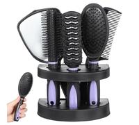 IMUSINICE Anti-Static Detangling Hairbrush Set 5Pcs with Stand Purple Hair Styling Tools for Adults Suitable for Outdoor Makeup