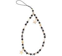 IMUSINICE Black Five-pointed Star Pendant Beaded Phone Chain Strap with Crystal and Alloy Materials, Decorative and Easy to Carry Phone Charm for Outdoor Use with Cameras and Backpacks