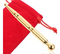 IMUSINICE Brass Acupuncture Point Pen for Trigger Point Massage and Reflexology, Stimulating Muscles and Restoring Organ Function, Yellow Manual Deep Tissue Massage Tool for Face, Foot,