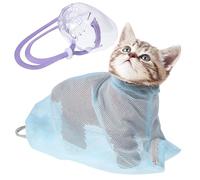 IMUSINICE Cat Bathing Bag and Adjustable Zipper with Bite-resistant Polyester Mesh for Grooming and Medication Administration with Muzzle 4.53x2.95x5.12 Inches