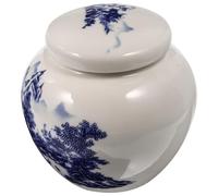 IMUSINICE Ceramic Porcelain Tea Canisters 5 Pcs Traditional Blue Pattern Jars for Loose Tea Storage Airtight Multifunctional Kitchen Tabletop Containers