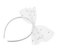 IMUSINICE Elegant Bowknot Headband for Women, White Mesh Tulle Material with Bead Embellishments, Comfortable Fit and Gentle on Head, for Daily Wear and Holiday Hair Accessories